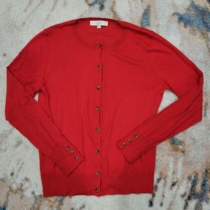 LOFT Red Cardigan M